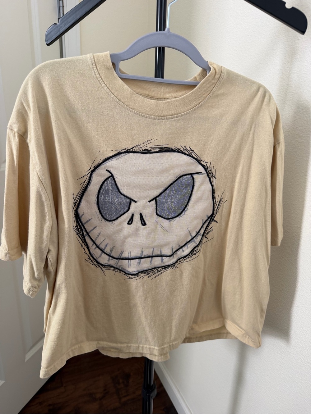 Disney Beige Short Sleeve Tee with Skull Face Graphic